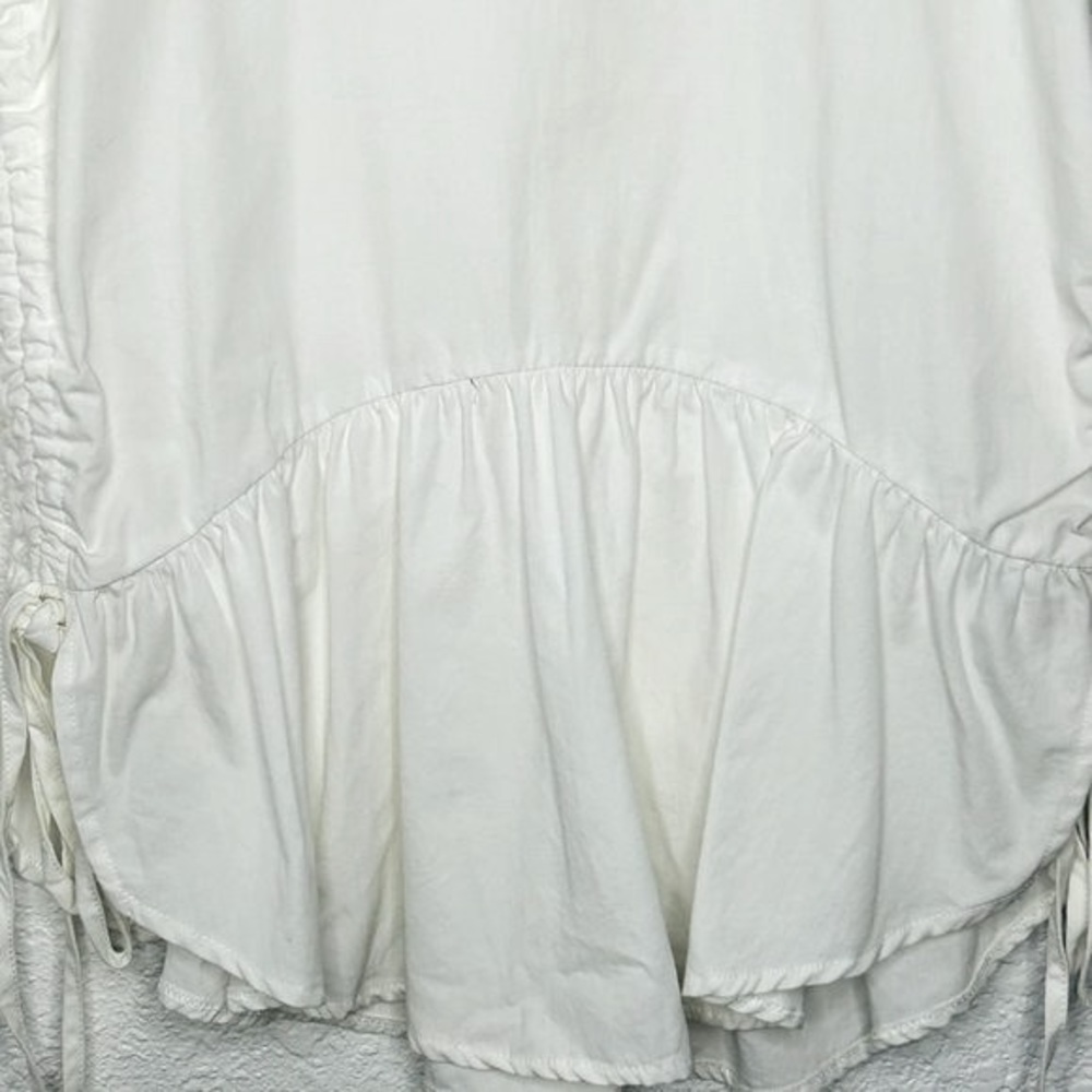 White Side String Gather Ribbon Top - Picture 2 of 5